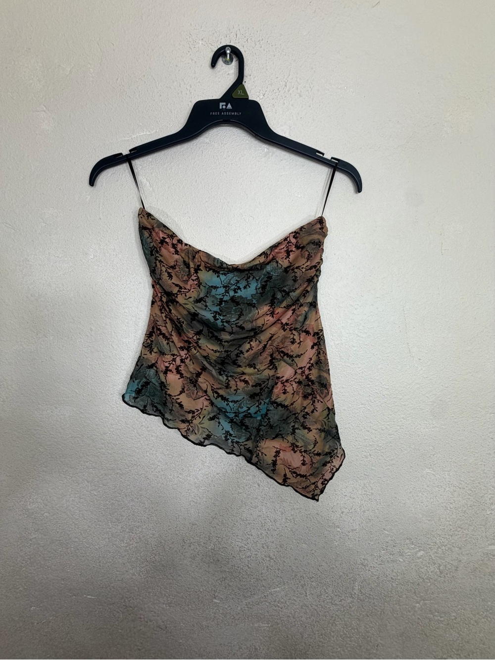 Y2K Thirty/Thirty L.A. Sheer Floral Print Handkerchief Hem Top Large